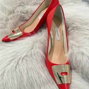 Coach Red Heels with Gold Detail